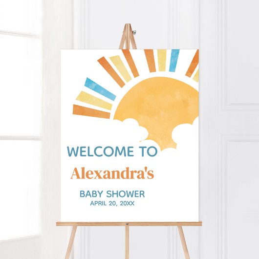Hier komt het Son Baby shower Welkom Poster