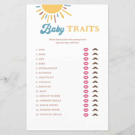 Hier komt het Son Baby Traits spel (Voorkant)