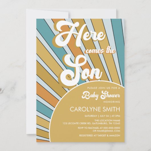 Hier komt het Son Boho Baby shower Kaart (Voorkant)