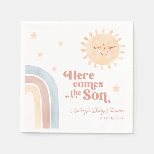 Hier komt het Son Boho Baby shower Servet (Voorkant)