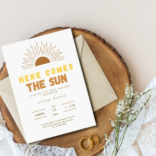 Hier komt het Son boho Baby shower uitnodigen Kaart