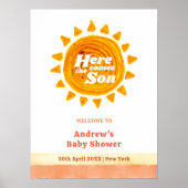Hier komt het Son Boho Baby shower welkom Poster (Voorkant)