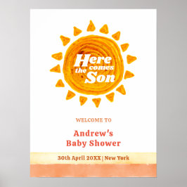 Hier komt het Son Boho Baby shower welkom Poster