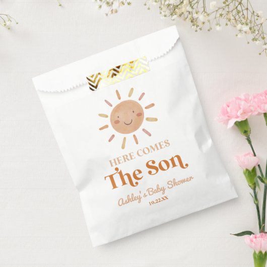 Hier komt het Son Boho Bohemian Retro Baby shower Bedankzakje (Gezegeld)