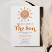 Hier komt het Son Boho Bohemian Retro Baby shower Kaart