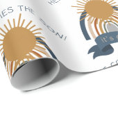 Hier komt het Son Boho Boy Baby shower Cadeaupapier (Rol Hoek)