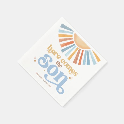 Hier komt het Son Boho Boy Baby shower Servet (Hoek)