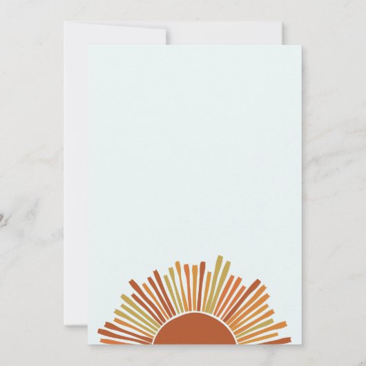 Hier komt het Son Boho Retro Boy Baby shower Kaart (Achterkant)