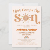 Hier komt het Son Boho Sun regenboog Baby shower Kaart (Voorkant)