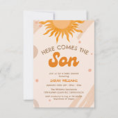 Hier komt het Son Boho Sunshine baby shower Kaart (Voorkant)