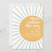 Hier komt het Son Boho Sunshine baby shower Kaart (Voorkant)