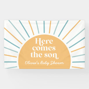Hier komt het Son Boho Sunshine Baby shower Spandoek