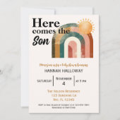 Hier komt het Son Bold Rainbow Baby shower Kaart (Voorkant)