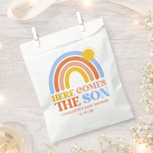 Hier komt het Son Boy Baby shower Bedankzakje (Geknipt)