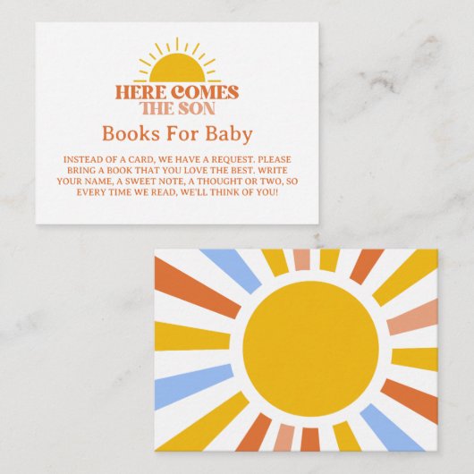 Hier komt het Son Boy Baby shower Informatiekaartje (Voorkant / Achterkant)