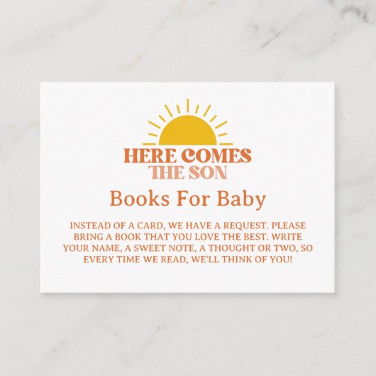 Hier komt het Son Boy Baby shower Informatiekaartje (Voorkant)