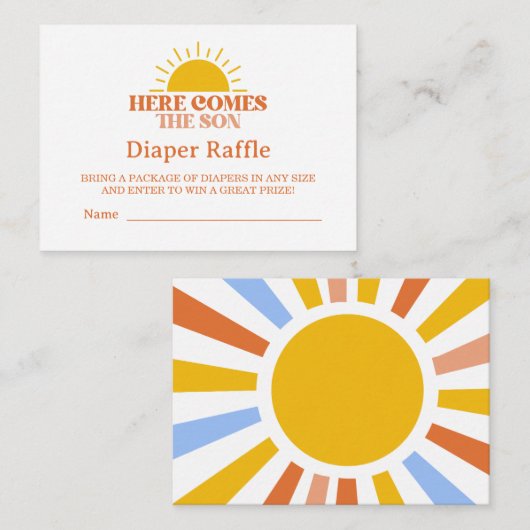 Hier komt het Son Boy Baby shower Informatiekaartje (Voorkant / Achterkant)