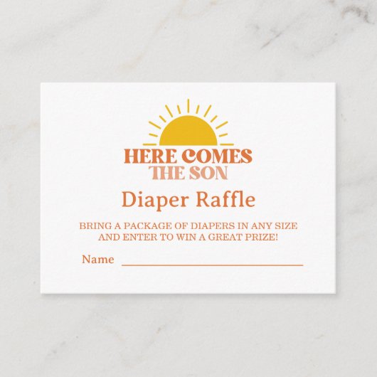 Hier komt het Son Boy Baby shower Informatiekaartje (Voorkant)