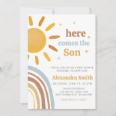 Hier komt het Son Boy Baby shower Kaart (Voorkant)