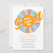 Hier komt het Son Boy Baby shower Kaart (Voorkant)