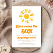 Hier komt het Son Boy Baby shower Kaart