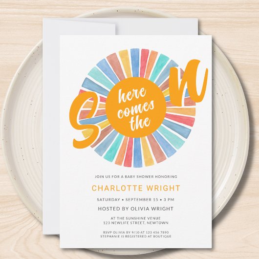 Hier komt het Son Boy Baby shower Kaart