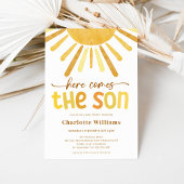 Hier komt het Son Boy Baby shower Kaart