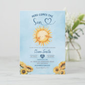 Hier komt het Son Boy Baby shower Kaart