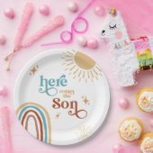 Hier komt het Son Boy Baby shower Papieren Bordje (Feest)