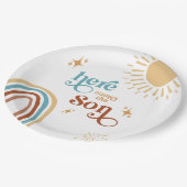 Hier komt het Son Boy Baby shower Papieren Bordje (Gekanteld)