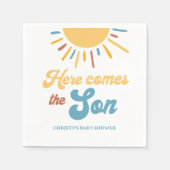 Hier komt het Son Boy Baby shower Servet (Voorkant)