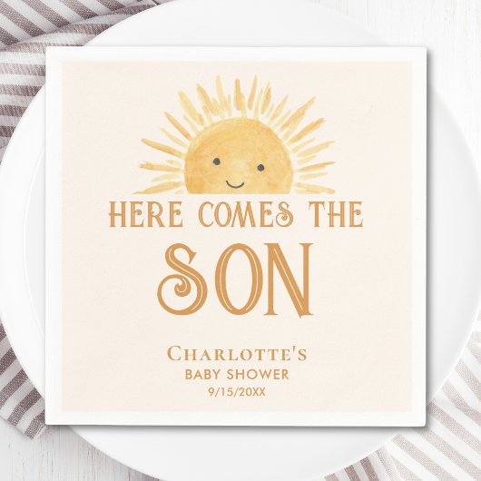 Hier komt het Son Boy Baby shower Servet