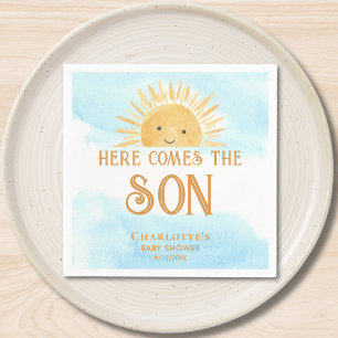 Hier komt het Son Boy Baby shower Servet