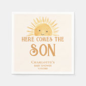 Hier komt het Son Boy Baby shower Servet (Voorkant)