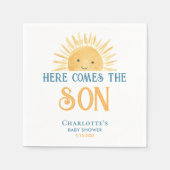 Hier komt het Son Boy Baby shower Servet (Voorkant)