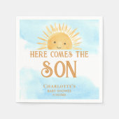 Hier komt het Son Boy Baby shower Servet (Voorkant)