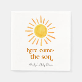 Hier komt het Son Boy Baby shower Servet