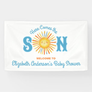 Hier komt het Son Boy Baby shower Spandoek