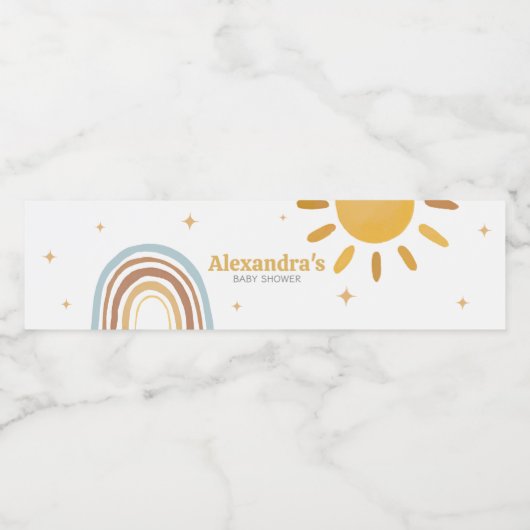 Hier komt het Son Boy Baby shower Waterfles Etiket (Enkel label)