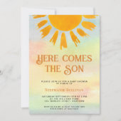 Hier komt het Son Boys Baby shower Kaart (Voorkant)