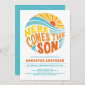 Hier komt het Son Bright Baby shower Kaart (Voorkant / Achterkant)