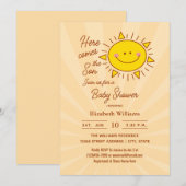 Hier komt het Son Little Sunshine Boy Baby shower Kaart (Voorkant / Achterkant)
