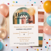 Hier komt het Son Masculine Rainbow Baby shower Kaart