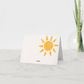Hier komt het Son Minimal Retro Sun Baby shower Bedankkaart (Achterkant)