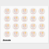 Hier komt het Son Minimal Retro Sun Baby shower Ronde Sticker (Vel)