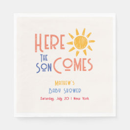 Hier komt het Son Minimal Retro Sun Baby shower Servet