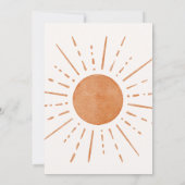 Hier komt het Son Oranje Sunshine Baby shower Kaart (Achterkant)