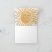 Hier komt het Son Ray Yellow Sunshine Baby shower Bedankkaart (Binnen)