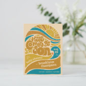 Hier komt het Son Retro Baby Boy Baby shower Briefkaart (Staand voorkant)