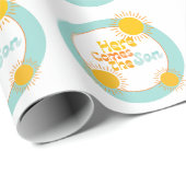 Hier komt het Son retro baby shower Cadeaupapier (Rol Hoek)